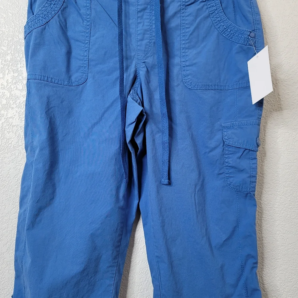 Gloria Vanderbilt bright blue cargo pedal pusher shorts drawstring waist